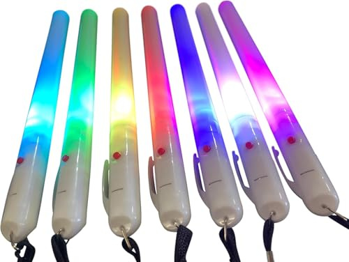Glowtopia LED Premium 7 Glow Sticks - Flashing Multicoloured Glowsticks Party Fitness (Wrist Length Lanyard, 4 Pack)