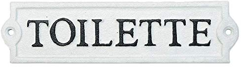 Sungmor Targa in ghisa resistente, targa bianca per bagno, decorazione da parete, per casa, ufficio, negozio o ristorante, confezione da 1 pezzo, 10 x 2,5 cm