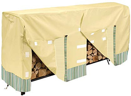 Housse De Protection Pour Porte Bûches De Bois De Chauffage, Bâche De Protection Pour Bûches De Chauffage En Bois Sec, Bâche D'extérieur Très Résistante Et étanche (244x61x42cm,Beige a)