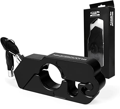 Motorrad Bremsschloss, Schwarz Universal CNC Aluminium Alloy Motorradlenker Bremshebel Sicherheitsschloss mit 2 Schlüssel, für Motorräder, Roller und Geländefahrzeuge