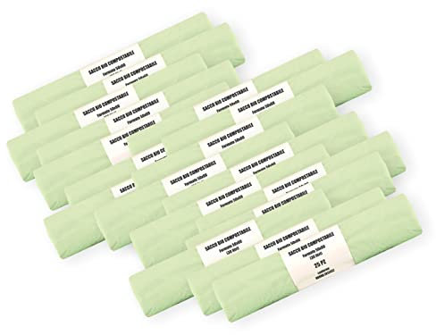500 Sacchetti per Umido Organico Compostabili cm 50x60 30 litri - 20 Rotoli da 25 pezzi - Sacchi per raccolta rifiuti umidi (500)