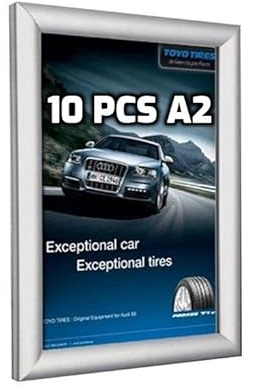 Vorteilspack 10 x A2 Klapprahmen Plakatrahmen Posterrahmen Wechselrahmen Bilderrahmen Snap Frame Ladeneinrichtung Aluminium Rahmen mit Klicksystem