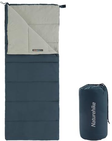 Naturehike Sacco a Pelo per Adulti, Sacco a Pelo Leggero Rettangolare Spliceable 3 Stagioni, per Campeggio all'Aperto, Escursionismo (Blu)