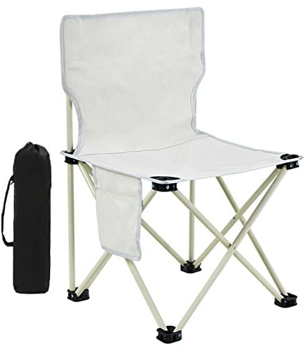 Campingstuhl Faltbar Klappstuhl Gepolstert Angelstuhl Bis 150kg Outdoorstuhl für Angeln Im Freien, Grillen, Strandpicknick mit Tragetasche,White,XL