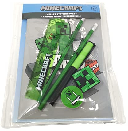 Theonoi Schreibwarenset (7-teilig), Minecraft Schulschreibset für jeden Gamer -Fan! Geschenk für Schulanfang zum befüllen der Schultüte Mitgibsel, Stifte Notizblock Bleistifte Lineal Anspitzer Lineal