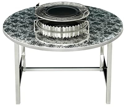 PEVSCO Table Barbecue Table de Barbecue en Acier Inoxydable Table de Barbecue Ronde carrée Table de Barbecue Commerciale sans fumée pour Barbecue extérieur (Size : Bruin)