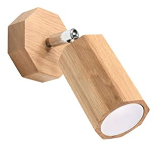 Licht-Erlebnisse Spot Strahler Wand Holz H: 17,5 cm klein schwenkbar blendarm GU10 Wandleuchte Leselampe Bett Sofa
