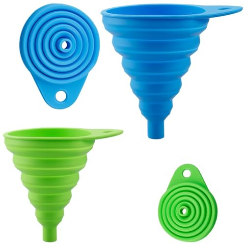 GLADFRESIT 2Pcs Collapsible Silicone Funnels,Versatile Folding Kitchen Funnel Set