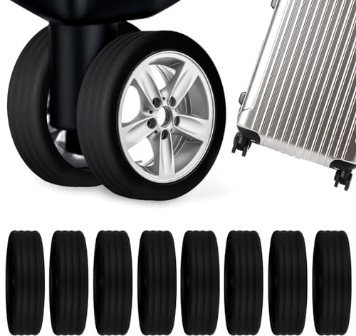 HSLXBY Bagaglio Viaggio Copriruota,8 Pezzi Ruote Per Bagagli Copertura Silicone,Copriruota per Trasporto Bagagli,Copriruota Accessori per Bagagli per la Maggior Parte dei Bagagli a 8 Ruote (nero)