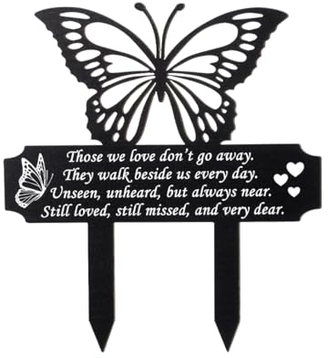 Zayookey Large Butterfly Memorial Stakes Cemetery Grave Plaque Waterproof Cemetery Stake Markers Sympathy Grave Stake for Humans Cemetery Garden Yard Decorations Outdoors Iron (black)