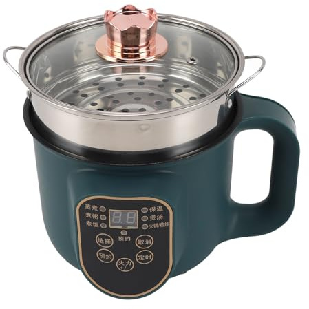 Olla Eléctrica, 1.8L 600W Antiadherente Reserva Inteligente Mini Olla Fácil de Limpiar Cable de Alimentación Desmontable Olla Portátil para Ramen, Albóndigas, Sopas, Gachas