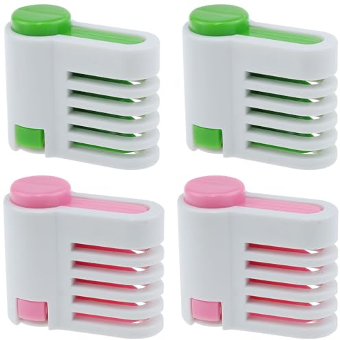 AYLIFU 4 Pack Adjustable 5 Layers Leveler Slicer for Bread Toast Cake (Green and Pink)
