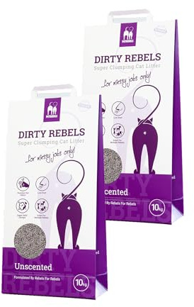 Petrebels Katzenstreu Dirty Rebels, 2X 10 Liter, ohne Duft/Duftneutral, 100% Natürlich, 2er-Pack