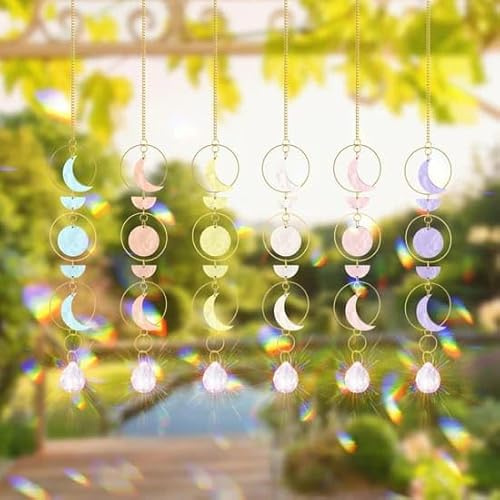 Atrapasoles De Cristal De 7 Piezas Colgante, Atrapasol Colgante Bola De Cristal y Media Luna para Ventanas Hogar, Oficina, Fiestas De Boda, Decoración De Jardín