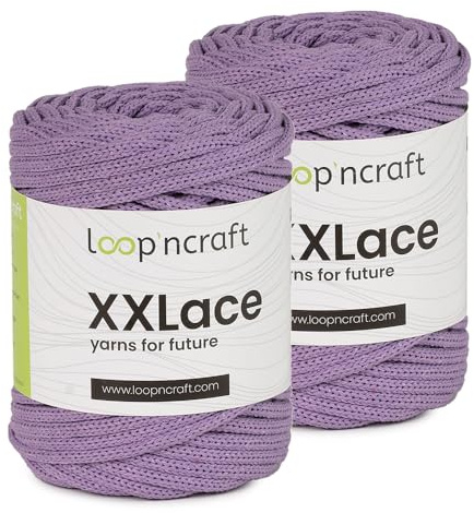 Makramee garn 2er-Set Hell Lila, Loopncraft, 2 X 4mm - 65m - 250g, Kettengarn