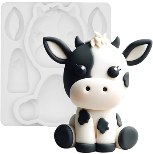 Molde para fondant, diseño de vaca y animales de granja, topper para tartas, 8,4 cm de alto