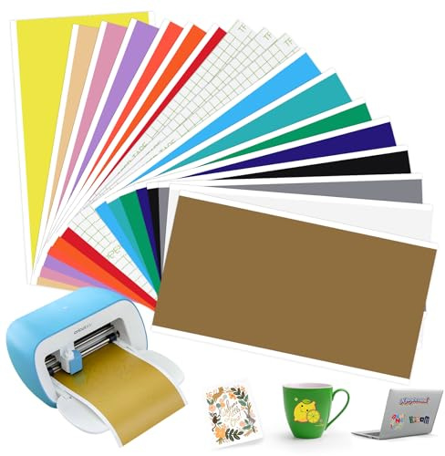 15 Fogli Smart Vinyl Permanent per Cricut Joy, 14CM X 30,5CM Vinile Permanente, Vinile Adesivo e 3 Pellicola di Trasferimento per Vinile per Fai da te, Tazze, Vetro, Custodia per Telefono
