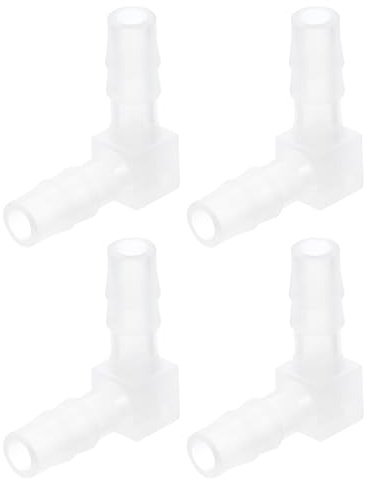 sourcing map 6,35 mm (1/4 Zoll) 90-Grad-Winkelschlauchstutzen, 4 Stück, L-förmiger Aquarium-Luftventil-Anschlussschlauch für Aquarien, Teich-Luftleitungen