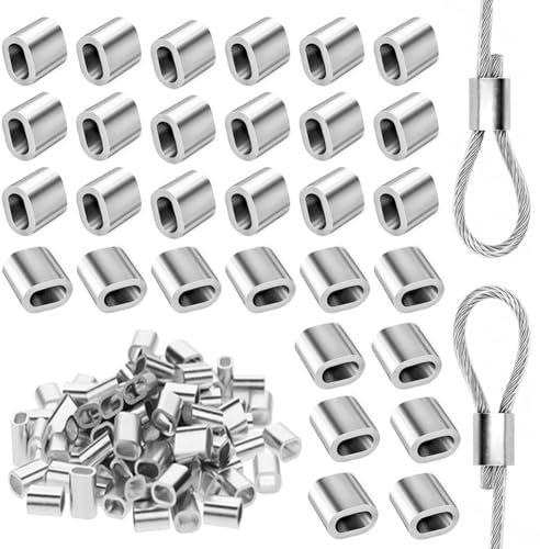 200 Pezzi Manicotto in Alluminio M3 Ghiere in Alluminio Morsetti in Alluminio Morsetto Maniche per 3 mm Corda in Acciaio Fune Cavo