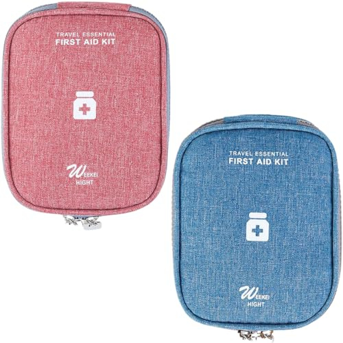 2 Stück Reiseapotheke Tasche, Medikamententasche Erste Hilfe Tasche,Mini Wasserfest Notfalltasche, Tragbar Apothekentasche Medikamenten Aufbewahrung,für Home Office Reisen Outdoor