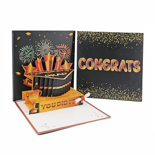 Favour Pop Up® - 3D Glückwunschkarte zur Prüfung. Beim Öffnen dieser einmaligen Pop Up Karte startet ein Feuerwerk und es ertönen Jubelrufe. ZMC11