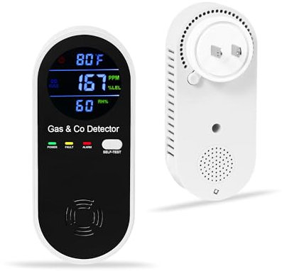 Hembisen Combination Natural-Gas and Carbon-Monoxide-Detector Plug-in, 4 Sensors with Carbon Monoxide Alarm,°F & Humidity,Explosive Gas Detector Alarm for Home,RV,Apartment