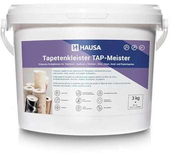 Hausa Tapetenkleister TAP-Meister 3kg Fertigkleister für Tapeten aller Art: Glasfaser-, Raufaser-, Struktur-, Vlies-, Vinyltapeten, hohe Anfangsklebkraft, extra stark, feuchtigkeitsbeständig