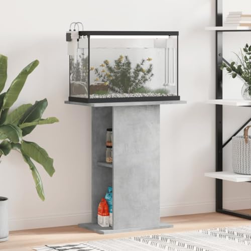 Homgoday Aquariumständer Aquarium Unterschrank Aquarium Tisch mit Stabiler Oberplatte, Aquariumschrank mit viel Stauraum, für Sicheren Stand Betongrau 60,5x36x72,5 cm Holzwerkstoff