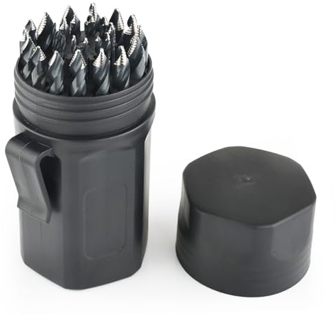 Stark USA 29 Pieces Turbo Step Stepped Point Tip Drill Bit Spiral Shank Set M35 Cobalt Drilling Acrylic, Steel, Hard Metal, 1/16 to 1/2 Round Case
