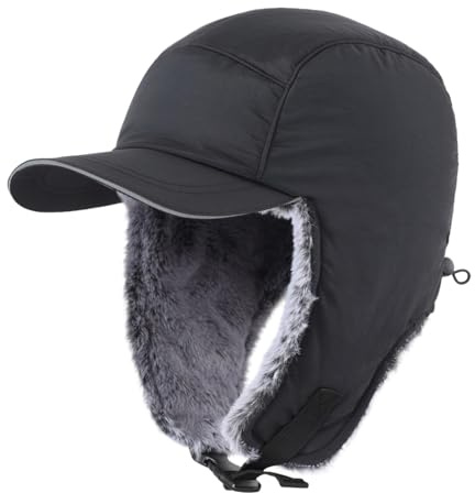Magracy Herren-Wintermütze mit Ohrenklappen, wasserabweisend, Trappermütze, reflektierende Baseballkappe