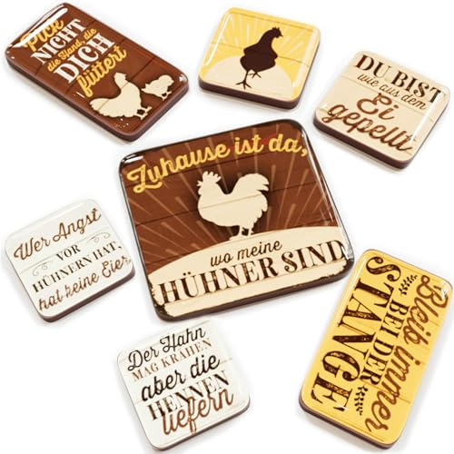 LANOLU Hühner Geschenke Kühlschrankmagnete lustig im 7 teiligen Set, Magnete mit Sprüchen als Hühner Zubehör Stall, Deko Hühner