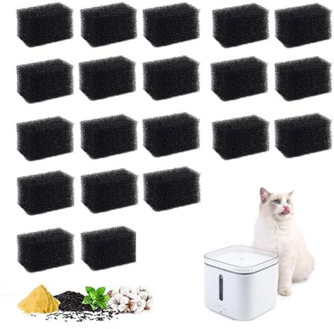 ZORTVUL 20 Stück Schwammfilter für Katzenbrunnen,Katze Trinkbrunnen Schwamm Schaum Filter,Ersatz Haustierbrunnen Schaumstofffilter für Runder oder Quadratischer Katzenbrunnen