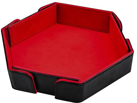 SIQUK Tavola per Dadi Magnetico Vassoio per Dadi Pieghevole Esagono Dice Tray, Rosso