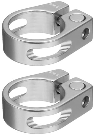 QUARKZMAN 2pcs Collier De Selle De Vélo 28.6mm Clip Alliage D'Aluminium Anneau De Fixation De Selle Avec Vis Hexagonale M4 Pour Tube De Vélo 25.4mm VTT Vélo De Route, Argent