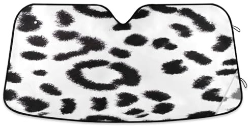 Pare-soleil de voiture pour pare-brise noir et blanc, peau de léopard, couverture de fenêtre avant pliable, pare-soleil réflecteur de voiture – 145 x 80 cm