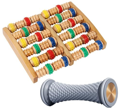YouXiaor Fußmassagegerät,Fussmassageroller Holz mit Igelball Fußmassage,Fußroller Holzroller Fersensporn Massagegerät zur Stressreduzierung Entspannung Fersensporn Fußmassage für Zuhause&Büro