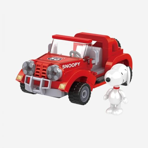 BlueBrixx Pro 108613 – Snoopy Geländewagen, 276 Klemmbausteinen, Peanuts-Set, Geschenk für Snoopy-Fans, Bausteine der Peanuts-Serie