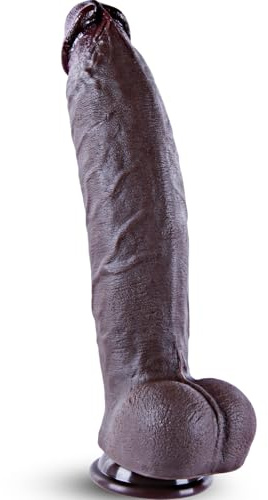 Consolador gigante negro realista de 6,2 cm de diámetro, consolador extragrande XXXL de silicona gruesa con ventosa de 31 cm, tapón anal prostático largo y curvo para jugadores experimentados