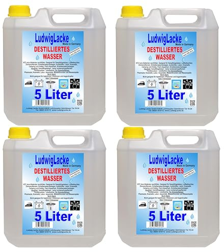 Destilliertes Wasser 4 x 5 Liter Kanister Premium Qualität - MADE IN GERMANY