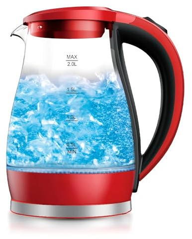 Bollitore Elettrico In Vetro Da 2 Litri Con Spegnimento Automatico E Corpo In Vetro Borosilicato A Vista, Ad Alta Potenza, For Uso Domestico.