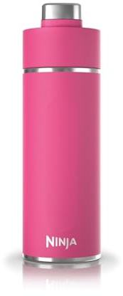Ninja Thirsti botella de agua de acero inoxidable 530 ml, tapa antigoteo y triple aislamiento para bebidas con gas, calientes y frías, botella deportiva y de viaje, Rosa intenso, DW1801EUUKBP
