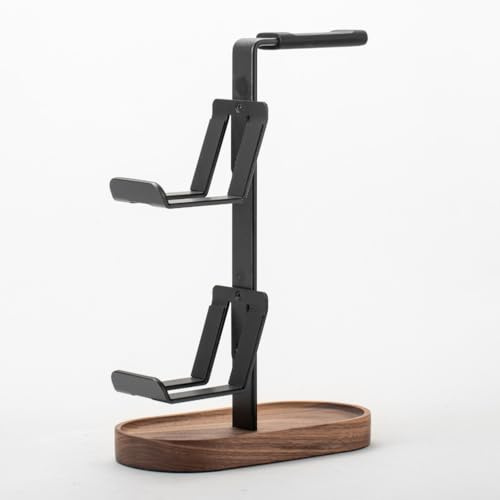 SUDOCA Walnut 2-in-1 Gaming Controller & Headphone Stand - Wooden Desktop Organizer Holder for PS5/Xbox/PC Accessories,A