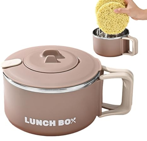 Ramenskål med lock - 1200 ml köksmugg rostfritt stål nudellock