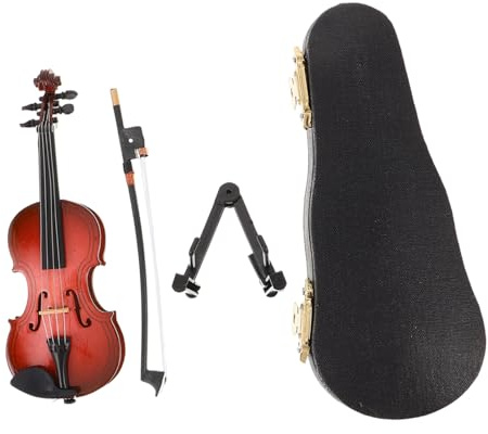 SUPVOX Violino in Legno con Custodia Decorazione di Strumento Musicale per Scrivania o Scaffale Ornamento di Violino Realistico per Collezionisti e Amanti della Musica
