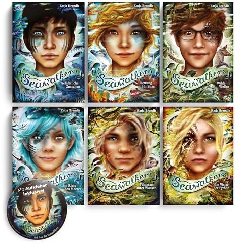 Seawalkers Bücher Set Band 1–6 - Fantasy Kinderbuch Bestseller-Reihe - Sammelband Bücher für Kinder ab 10 - inkl. exklusiver Beigabe: Seawalkers Aufkleber & Woodwalkers 2 Wackel-Lesezeichen