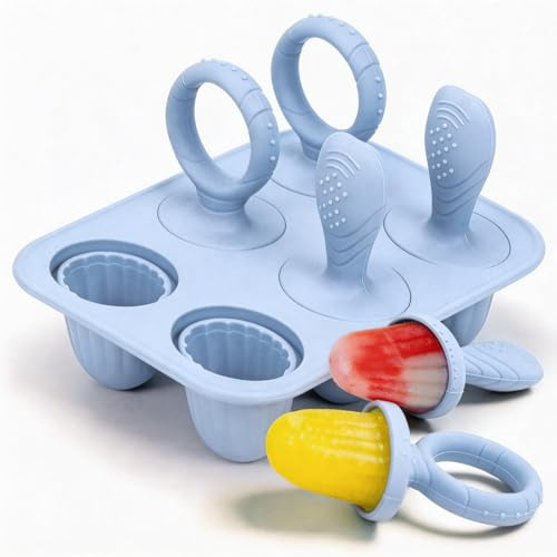 Eisformen, Eisform Eis am Stiel, Eisförmchen Popsicle Formen, Stieleisformer Eislutscher Formen, Mini Eisform für Kinder, Baby, BPA frei (Blau)