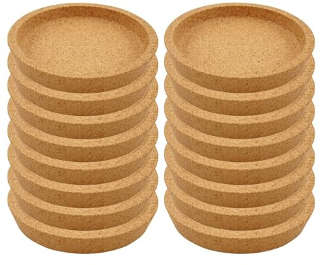 Korkuntersetzer Rund mit Rand, Absorbierende & HitzebestäNdige Kork Untersetzer zum Tischoberfläche Schutz, Korkuntersetzer Rund 10 cm Durchmesser, Untersetzer Kork für die Meisten Tassen (16pcs)