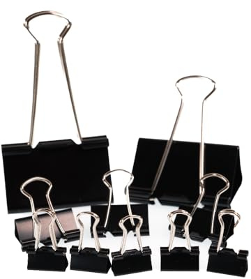 Binder Clips 10 X Black Strong Metal Fold Back Bulldog Assorted Sizes Paper