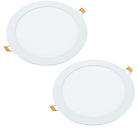 JANDEI – Confezione da 2 faretti LED da incasso rotondi, 18W, 1500 lumen, extrapiatti 13 mm, foro di montaggio Ø200-205 mm, bianco caldo 3000K con trasformatori inclusi