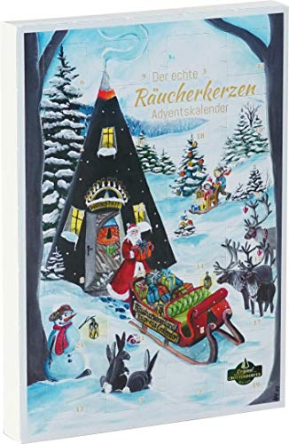 Crottendorfer Adventskalender - Hochformat (21x30 cm) - Crottendorfer Räucherkerzen für Weihnachten - Mit 24 unterschiedlische Düfte wie Weihrauch, Myrrhe, Tannenduft & Waldhonig - Made in Germany